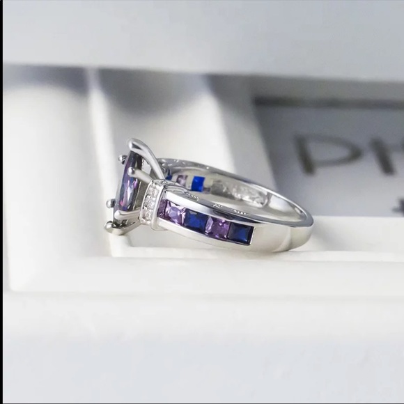 New 925 Silver Oval Cut Amethyst Party Ring - Picture 5 of 5